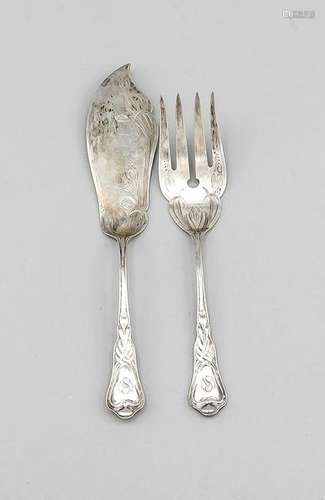 Two-pieces Art Nouveau fish serving cutlery, German,