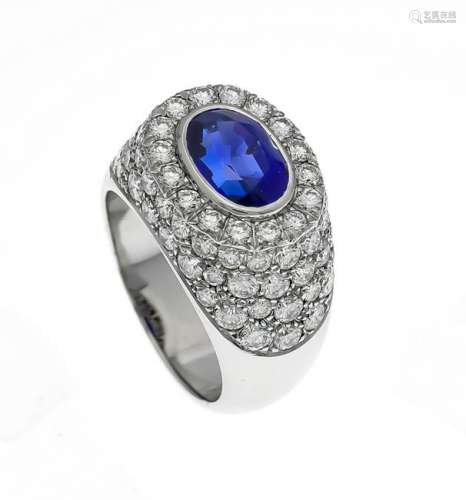 Sapphire brilliant ring WG 750/000 with an excellent