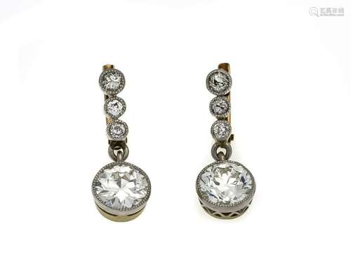 Old cut diamond earrings GG / WG 585/000 with 8 old cut