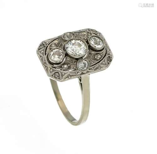 Art Déco Altschliff-Diamant-Ring WG 585/000 mit 5