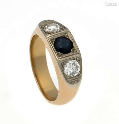 Sapphire diamond ring RG / WG 585/000 around 1920 with