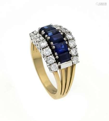 Sapphire diamond ring GG / WG 750/000 with fine fac.