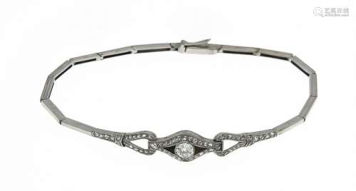 Art Deco onyx old cut diamond bracelet WG 585/000 with
