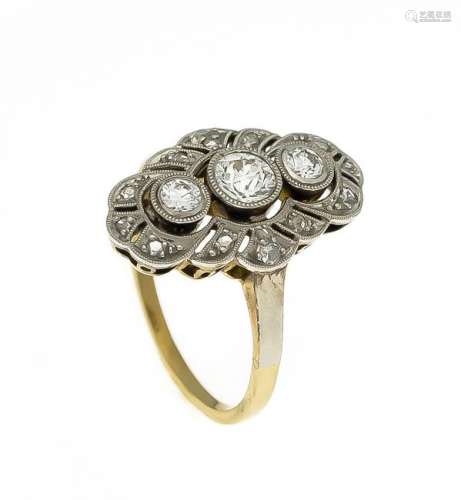 Art Déco old cut diamond ring GG / WG 585/000 with old