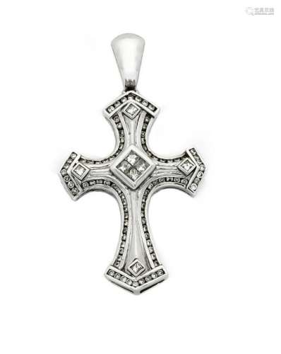 Brillant cross pendant WG 585/000 with 8 princess cut