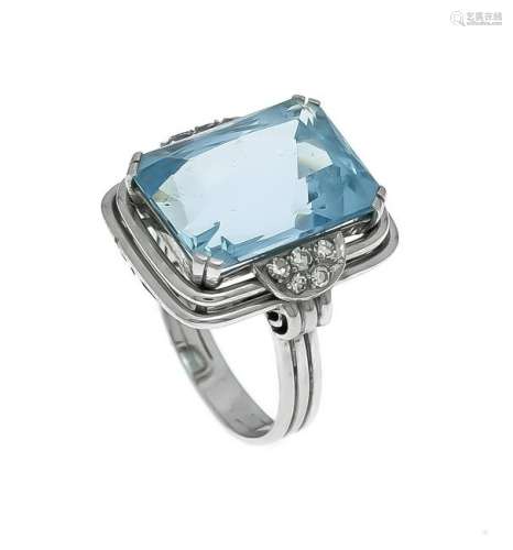 Aquamarine diamond ring WG 585/000 with an excellent