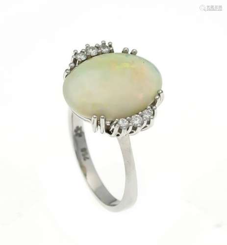 Opal ring WG 750/000 with an oval milk opal cabochon 16