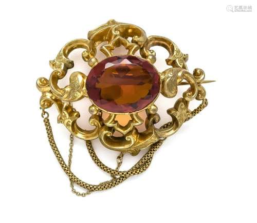 Brooch / pendant around 1900 gilded, with an oval fac.