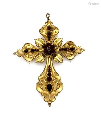 Foam gold garnet pendant around 1870 with fac. Dark