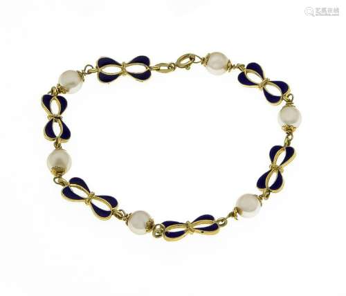 Akoya enamel bracelet GG 585/000 with 6 Akoya pearls 7