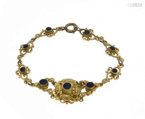 Silver plated bracelet, c. 1870 with 9 round fac. Blue