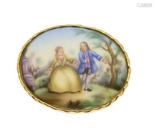 Miniature brooch GG 585/000 with an oval ceramic plate