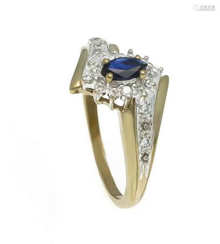 Sapphire brilliant ring GG / WG 333/000 with a