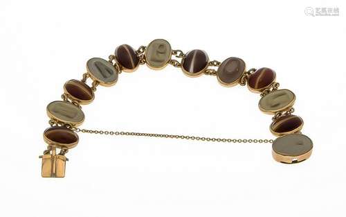 Lava gem agate bracelet around 1890 gilded with oval