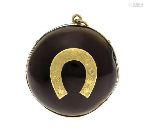 Horseshoe Pendant GG 750/000 Brown lacquer cabochon