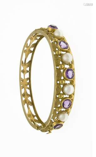 Akoya amethyst bangle GG 750/000 with 4 white Akoya