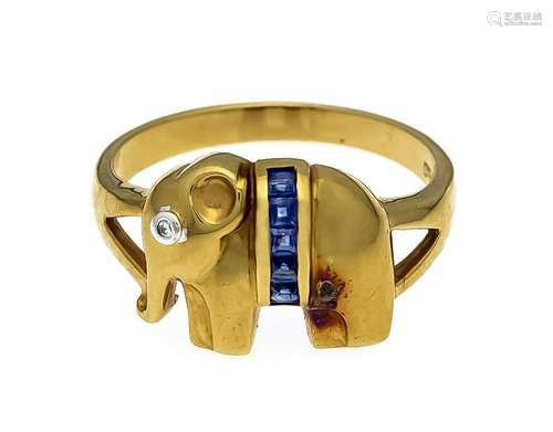 Sapphire diamond ring elephant GG 750/000 with square