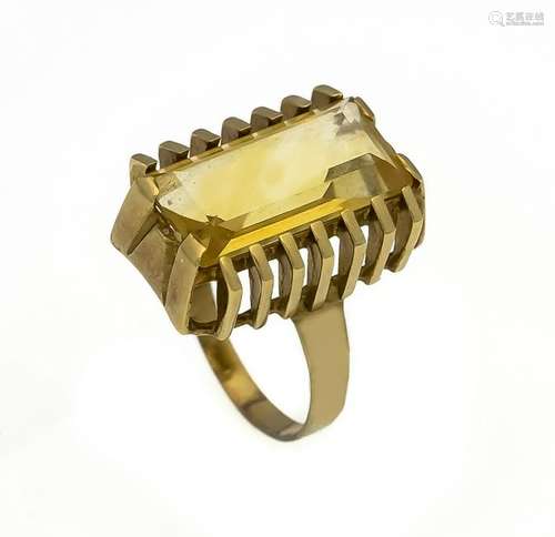 Citrine ring GG 585/000 with a rectangular fac. Citrine