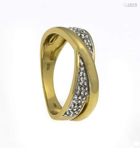 Diamond ring GG 585/000 with 18 diamonds, RG 58, 4.5 g