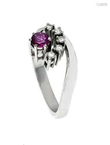 Ruby diamond ring WG 585/000 with a round fac. Ruby 4