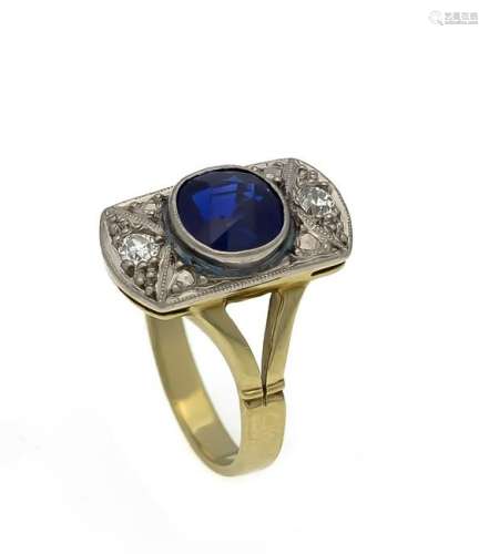 Sapphire old cut diamond ring GG / WG 750/000 with a