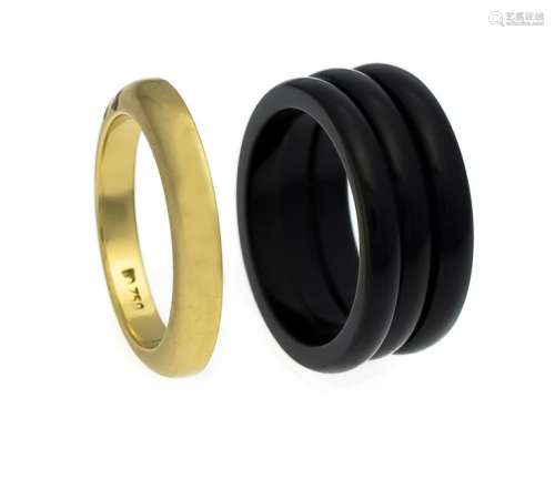 Ring set GG 750/000 Gold ring 6.0 g and 3 onyx rings