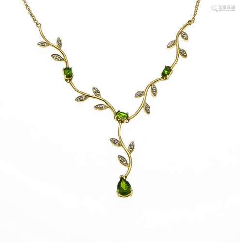 Chrome Diopside Diamond Necklace GG / WG 585/000 with 3