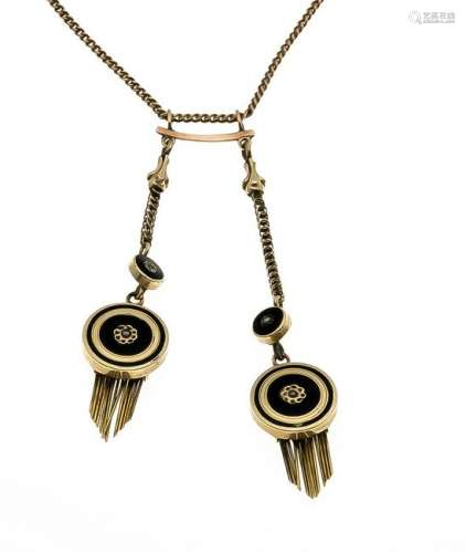 Foam gold pendant around 1870 with black enamel and