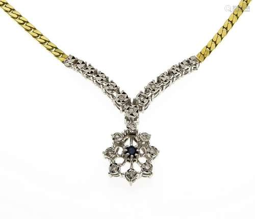Diamond-sapphire-necklace GG / WG 585/000 with a round