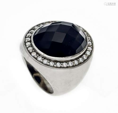 Onyx-Ring silver 925/000 with an oval fac. Onyx 20 x 16