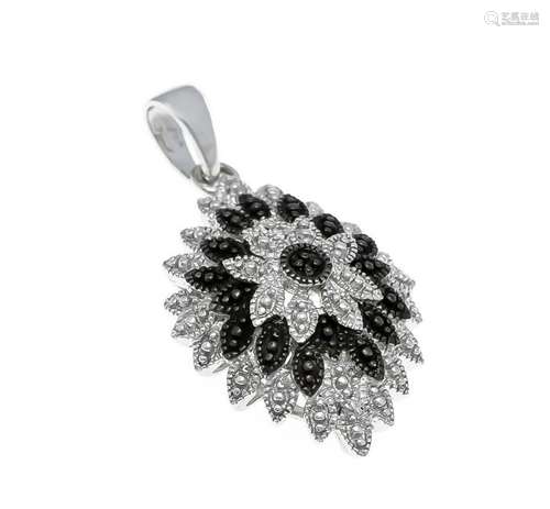 Diamond pendant silver 925/000 with a diamond, L. 33