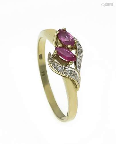 Ruby diamond ring GG / WG 333/000 with 2 oval fac.