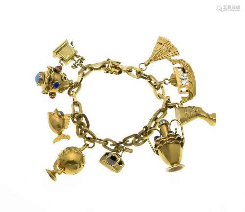 Charm bracelet GG 585/000 with 9 different pendants