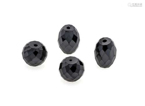 Diamonds, total 20.0 ct, black, drum shape, 9 x 7 mm