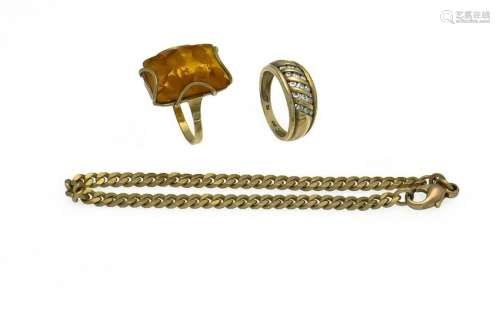 Convolute gold jewelery GG 333/000 Amber ring RG 57,