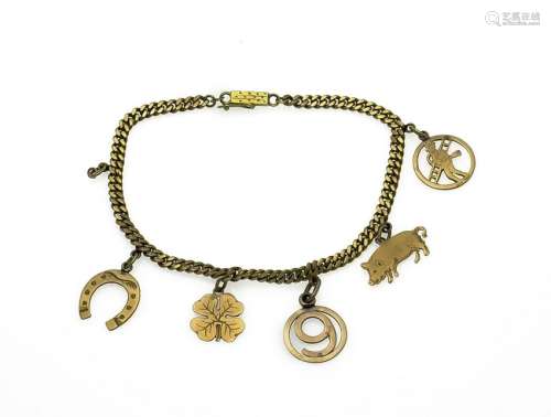 Charm Bracelet GG 585/000 with 5 Lucky Charms, L. 16 mm