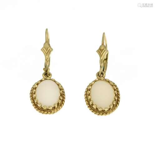 Opal earrings GG 585/000 with 2 oval milk opal