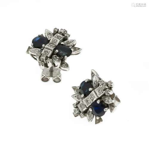 Sapphire diamond stud earrings WG 585/000 with 4 oval