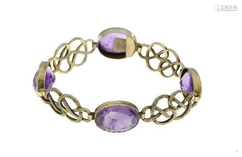 Amethyst bracelet silver 830/000 around 1950 with 4