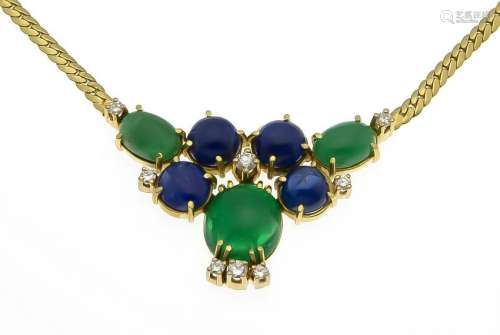 Sapphire emerald brilliant necklace GG 585/000 with 3