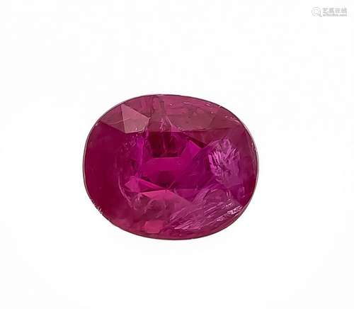 Ruby 1.54 ct, oval fac., Intense, slightly pinkish red,