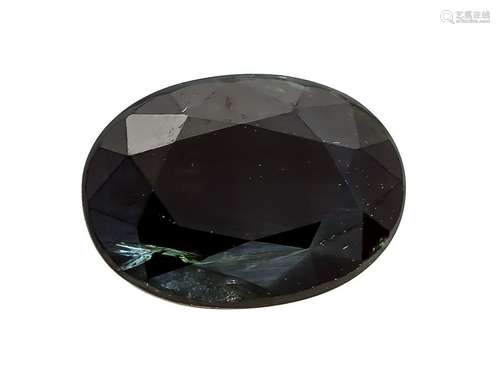 Sapphire 5.84 ct, oval fac., Opaque, dark greenish