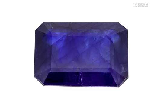 Sapphire 10.20 ct, emerald cut, opaque, dimensions