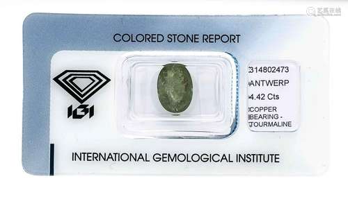 Natural tourmaline 4,42 ct oval fac., Copper