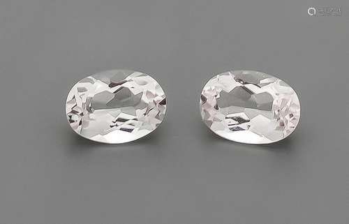 2 Morganites, total 1,50 ct, oval cut, lighter pink,