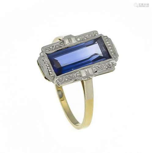 Sapphire ring GG 585/000 with a baguette-shaped fac.