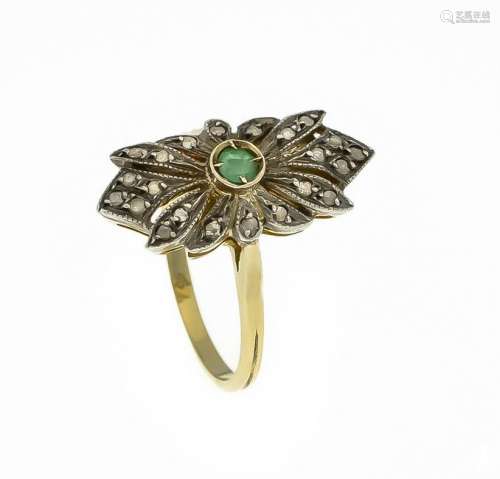 Emerald diamond rose ring GG 585/000 set with a round