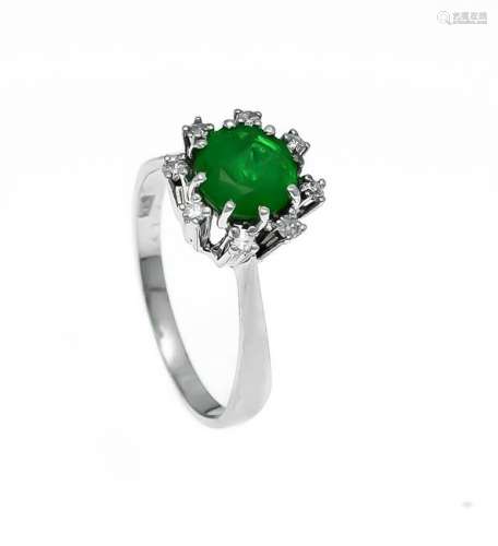 Emerald diamond ring WG 585/000 with a round fac.