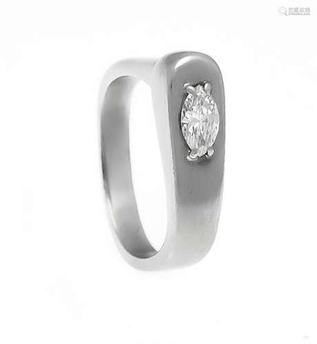 Diamond ring WG 585/000 with a diamond navette 0.33 ct