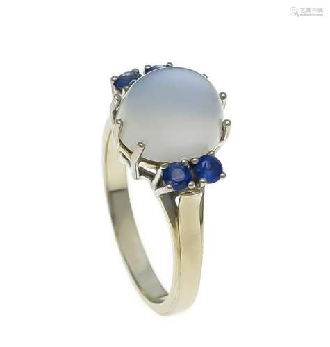 Moonstone sapphire ring WG 750/000 with an oval